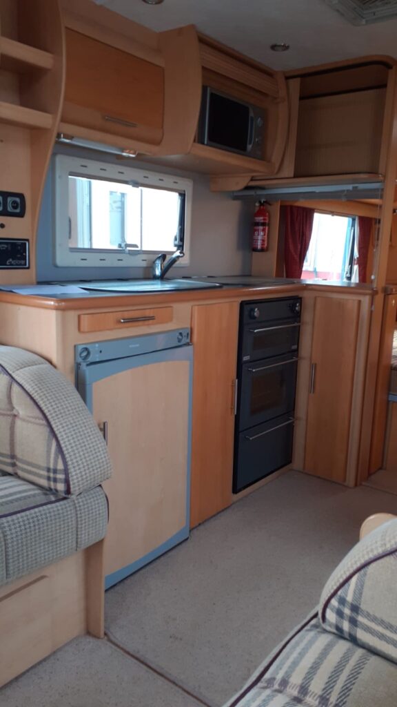 The kitchen in our caravan